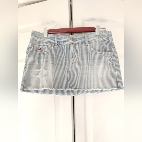 Distressed Denim Striped Mini Skirt - Picture 2 of 11